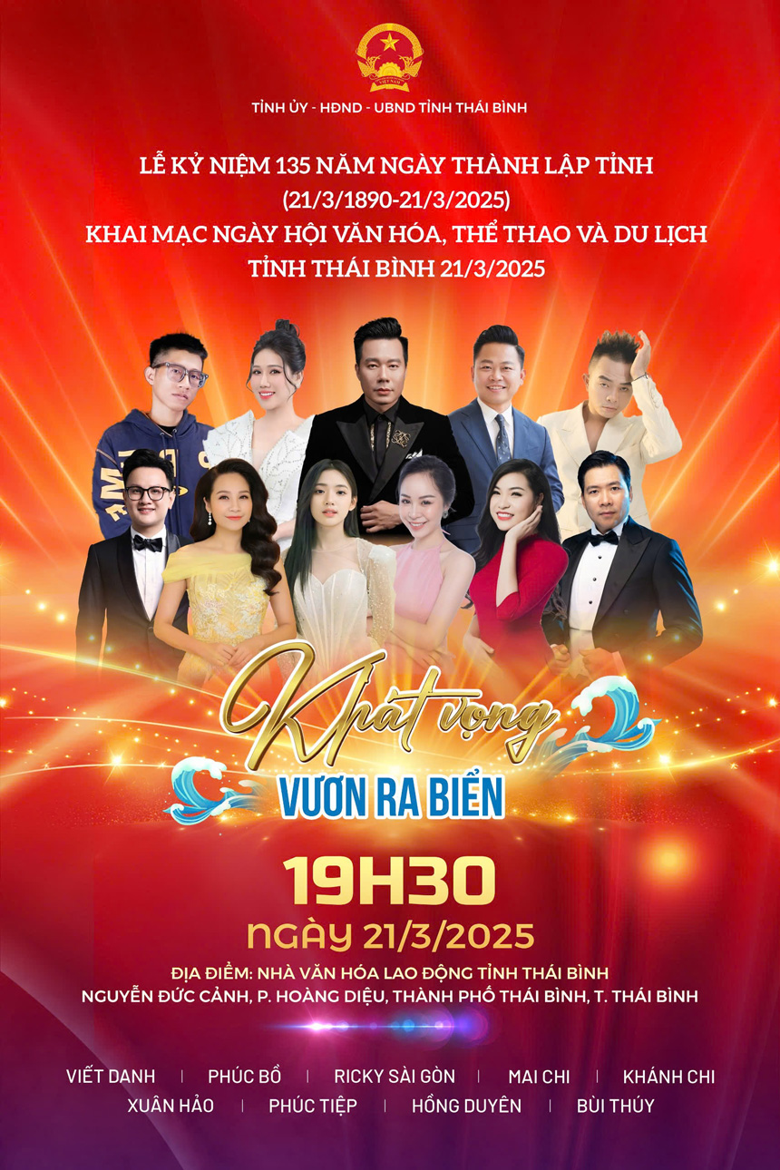 Chương trình ca nhạc kỷ niệm 135 năm ngày thành lập tỉnh Thái Bình